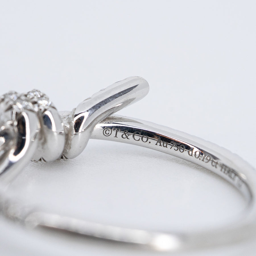 แหวน Tiffany & Co. Tiffany Knot Ring with Diamonds 0.19ct. 18K White Gold Size 49# (Used) #vrtirimtHIT 7482