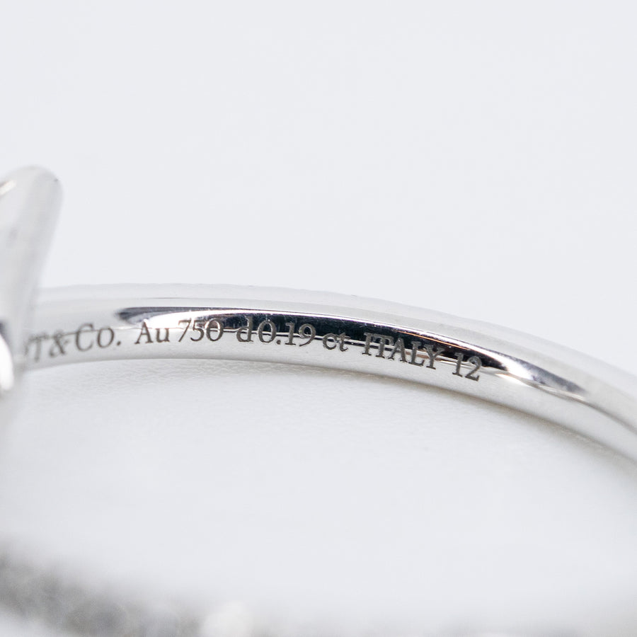 แหวน Tiffany & Co. Tiffany Knot Ring with Diamonds 0.19ct. 18K White Gold Size 49# (Used) #vrtirimtHIT 7482