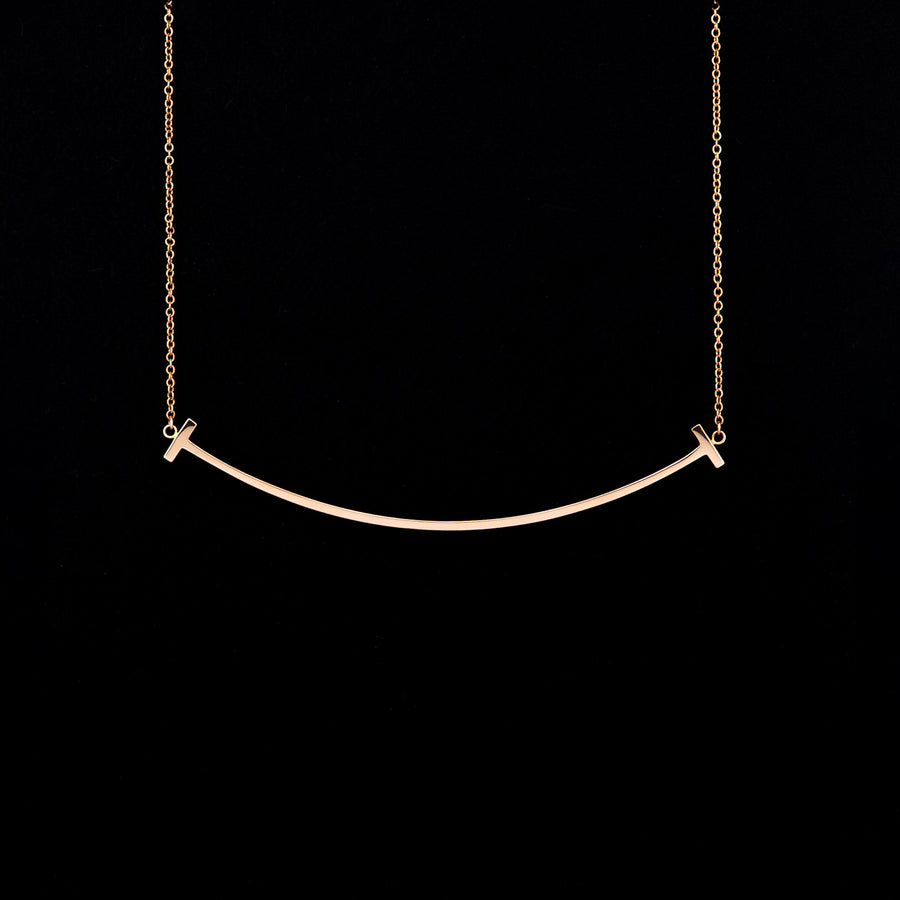 สร้อยและจี้ Tiffany & Co. Tiffany T Smile Pendant, Large 18K Rose Gold Size 40-45cm.# (Used) #vrtinlimt 7468