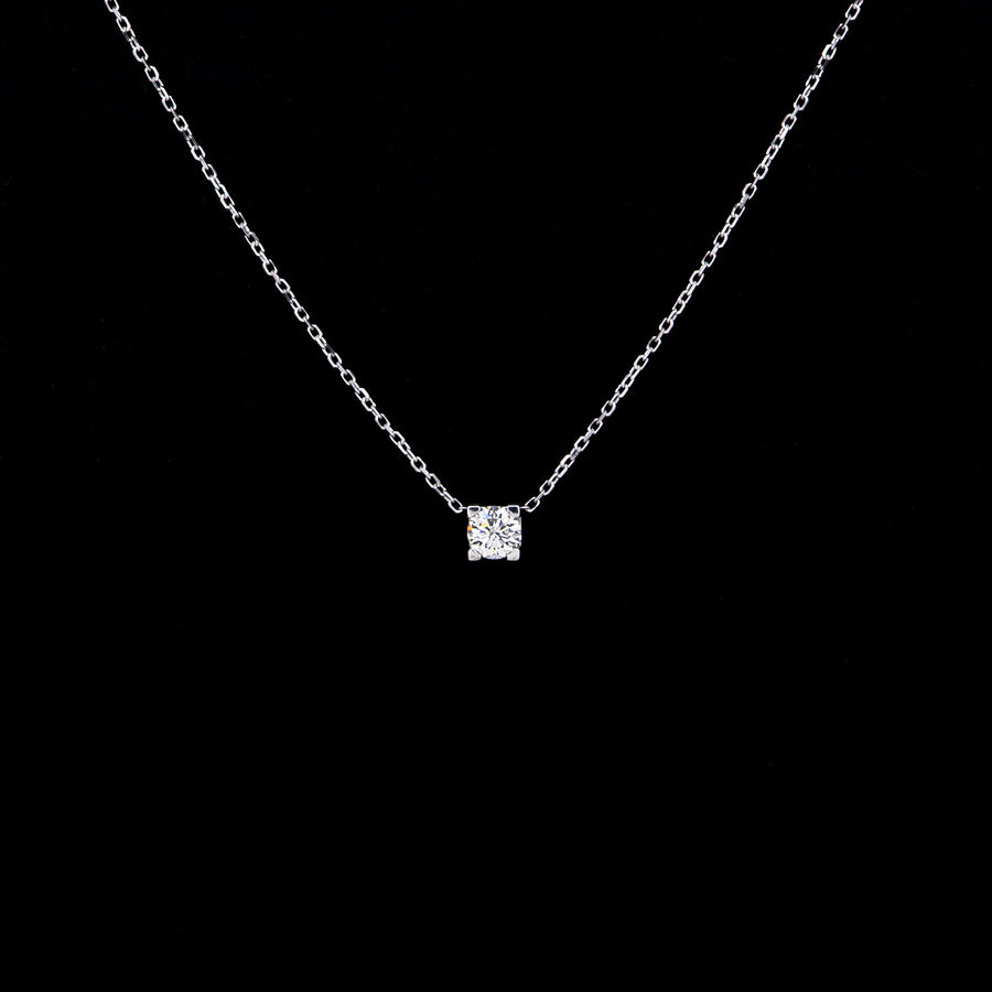 สร้อยและจี้ Cartier C de Cartier necklace with diamond 0.34ct H VVS2 White Gold Size 37.5 cm.# (Used) #vrca 0976