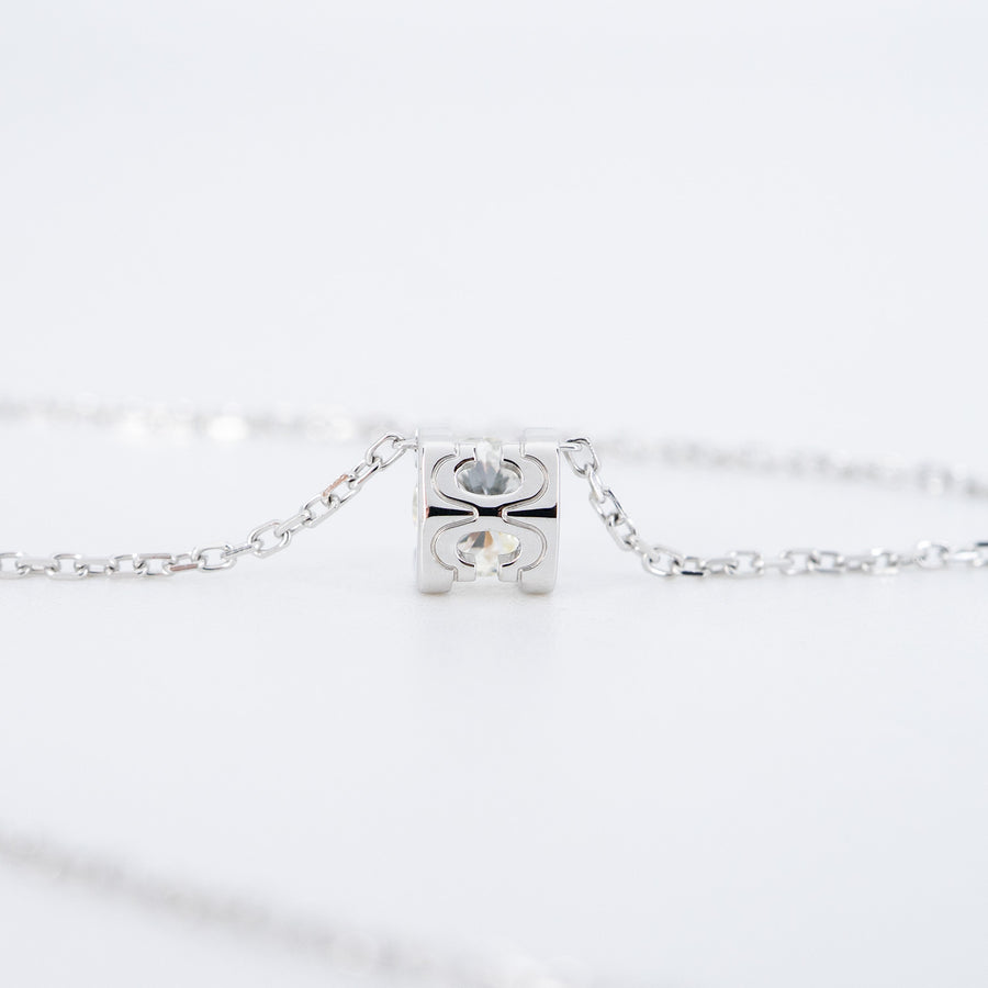 สร้อยและจี้ Cartier C de Cartier necklace with diamond 0.34ct H VVS2 White Gold Size 37.5 cm.# (Used) #vrca 0976