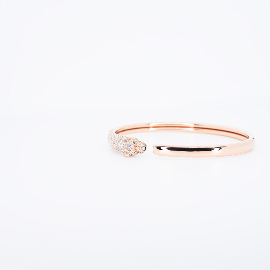 กำไลข้อมือ Cartier Panthere de Cartier bracelet, small model, half-paved 18K Rose Gold Size 17# (Used) #vrcaHIT 0992
