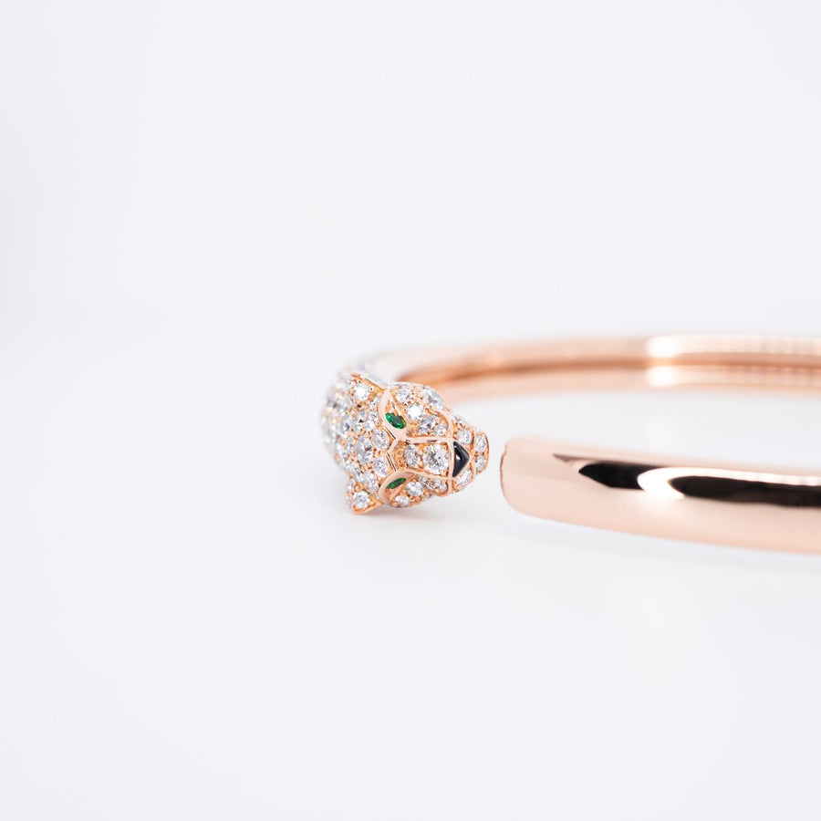 กำไลข้อมือ Cartier Panthere de Cartier bracelet, small model, half-paved 18K Rose Gold Size 17# (Used) #vrcaHIT 0992