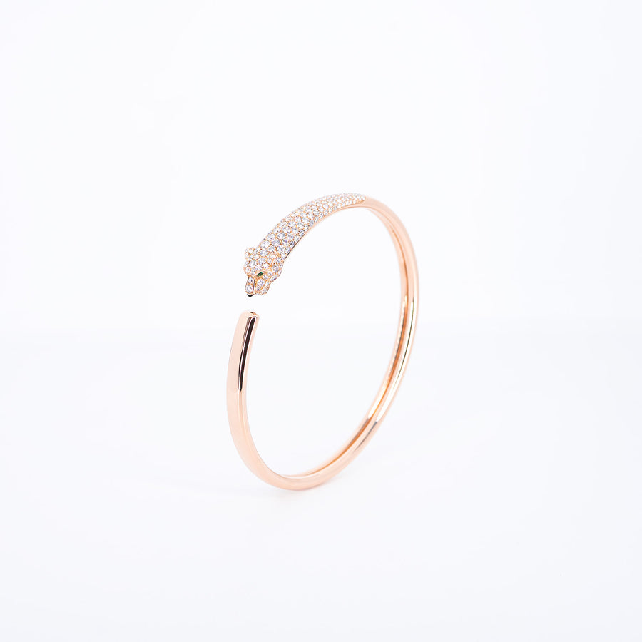 กำไลข้อมือ Cartier Panthere de Cartier bracelet, small model, half-paved 18K Rose Gold Size 17# (Used) #vrcaHIT 0992
