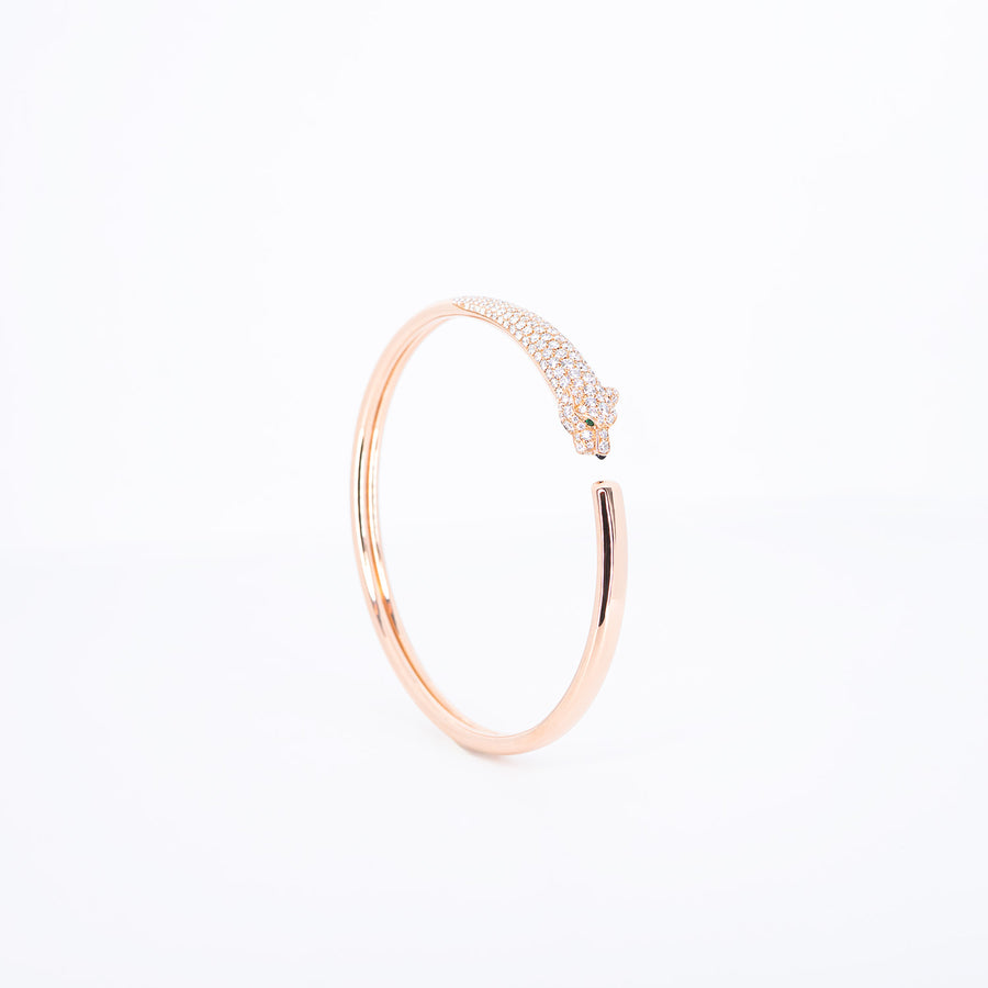 กำไลข้อมือ Cartier Panthere de Cartier bracelet, small model, half-paved 18K Rose Gold Size 17# (Used) #vrcaHIT 0992