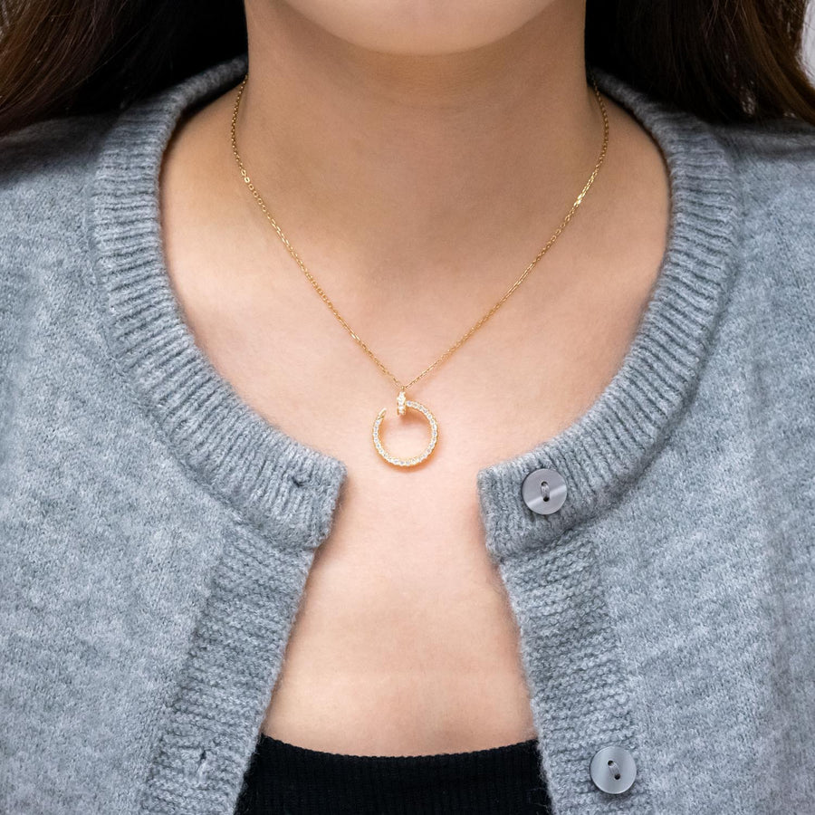 สร้อยและจี้ Cartier Juste un Clou pendant, Necklace, Full diamonds 18K Yellow Gold Size 38.5-41cm.# (Used) #vrcanl 7459