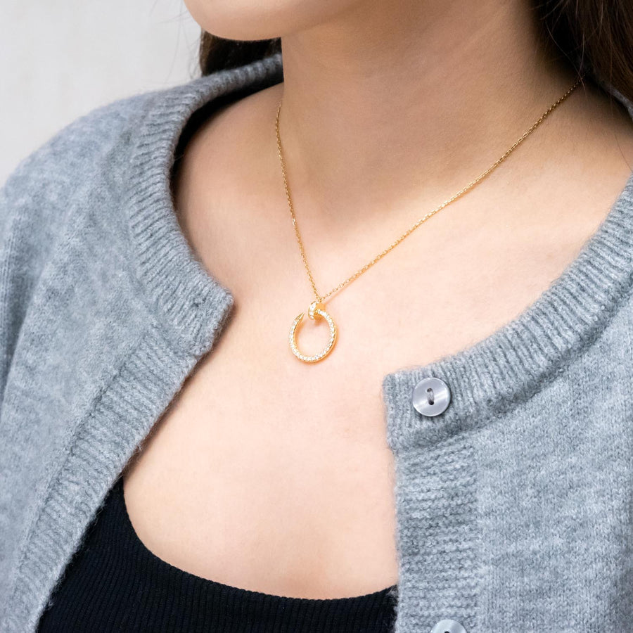 สร้อยและจี้ Cartier Juste un Clou pendant, Necklace, Full diamonds 18K Yellow Gold Size 38.5-41cm.# (Used) #vrcanl 7459