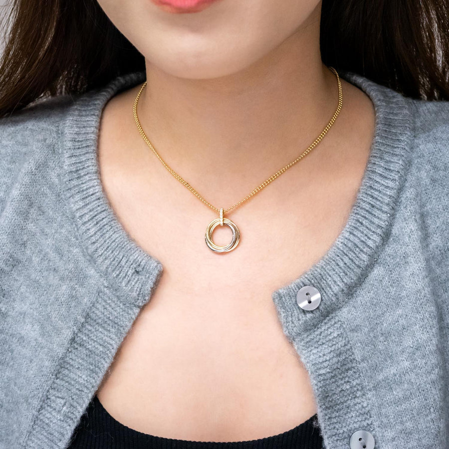 สร้อยและจี้ Cartier Trinity Pendant, medium model, diamonds 18K 3 Colors Size 38-42 cm.# (Used) #vrcanl 7253
