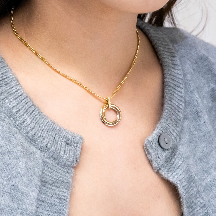 สร้อยและจี้ Cartier Trinity Pendant, medium model, diamonds 18K 3 Colors Size 38-42 cm.# (Used) #vrcanl 7253
