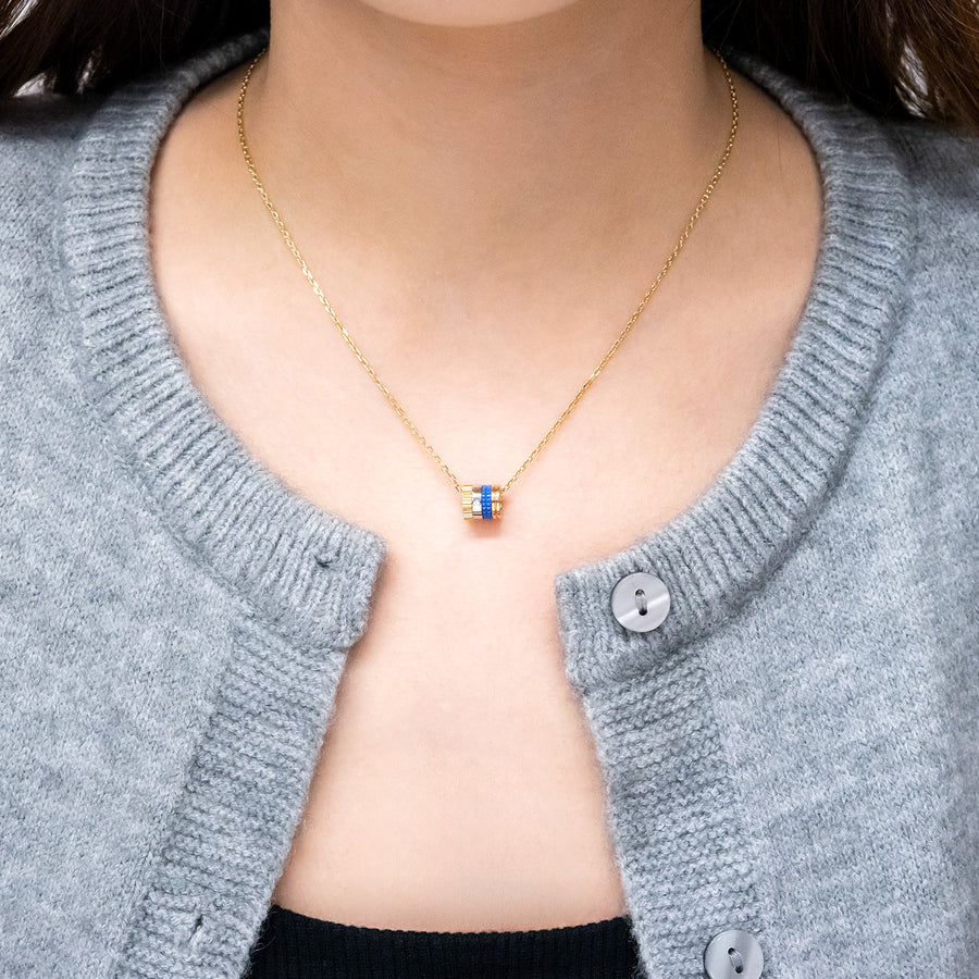 **hold k.perapat** สร้อยและจี้ Boucheron Quatre Blue Edition Mini Ring Pendant, Diamond 18K 3 Colors Size 37.5/42/45cm.# (Used) #vrbonl 7424