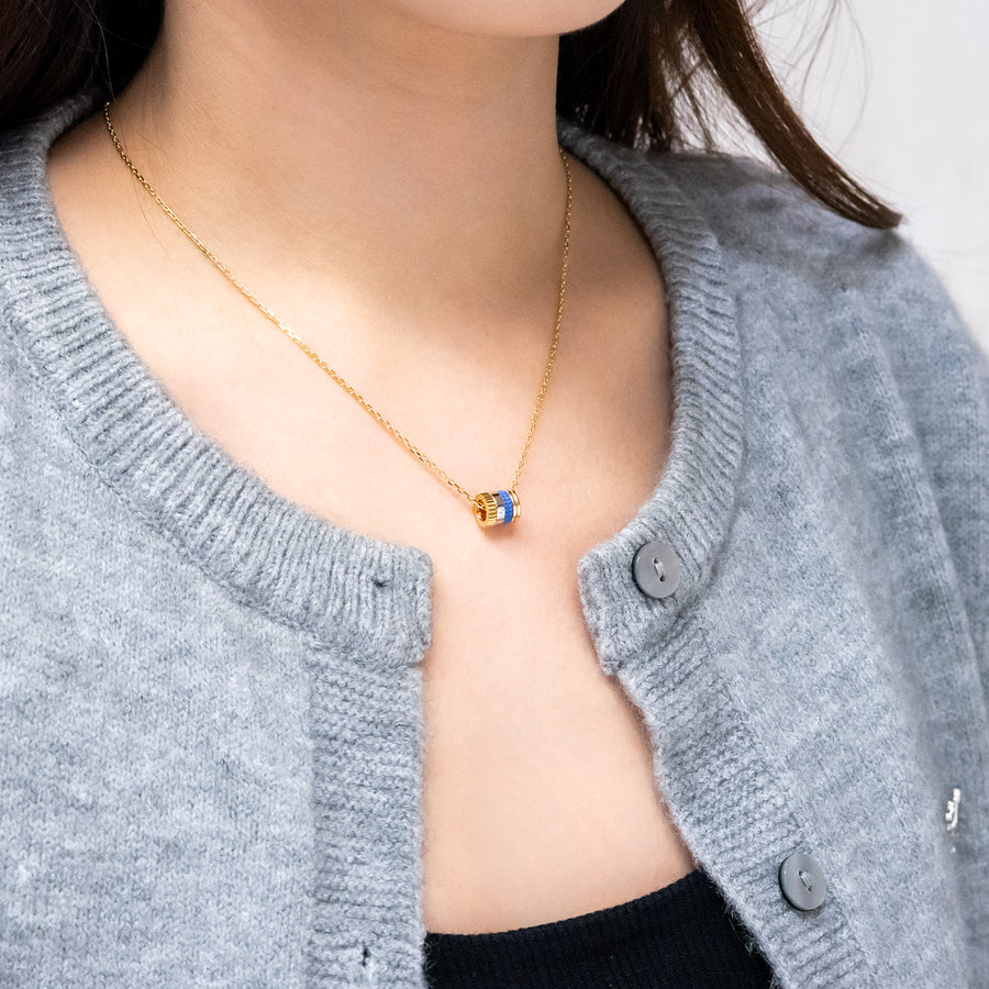 **hold k.perapat** สร้อยและจี้ Boucheron Quatre Blue Edition Mini Ring Pendant, Diamond 18K 3 Colors Size 37.5/42/45cm.# (Used) #vrbonl 7424