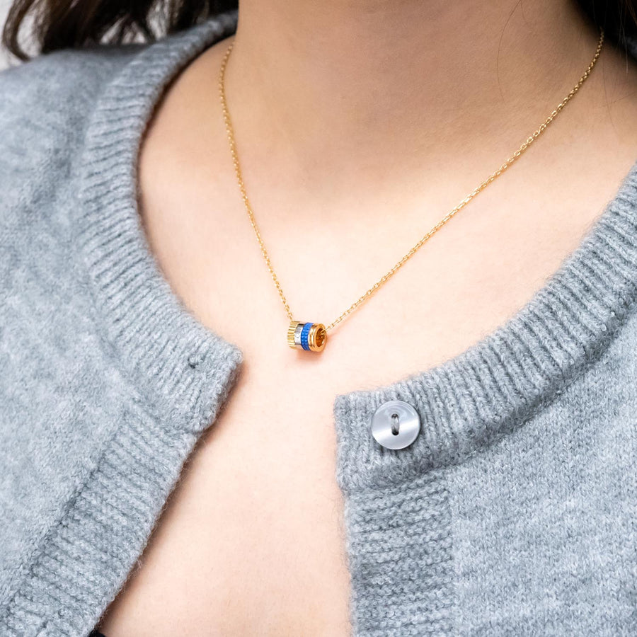 **hold k.perapat** สร้อยและจี้ Boucheron Quatre Blue Edition Mini Ring Pendant, Diamond 18K 3 Colors Size 37.5/42/45cm.# (Used) #vrbonl 7424