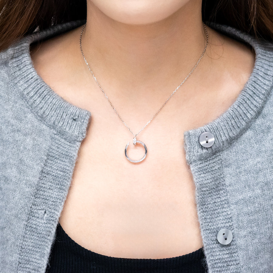 สร้อยและจี้ Cartier Juste un Clou pendant, diamonds 18K White Gold Size 38-40cm.# (Used) #vrcanl 7442