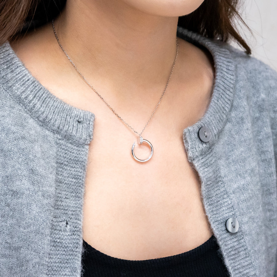 สร้อยและจี้ Cartier Juste un Clou pendant, diamonds 18K White Gold Size 38-40cm.# (Used) #vrcanl 7442