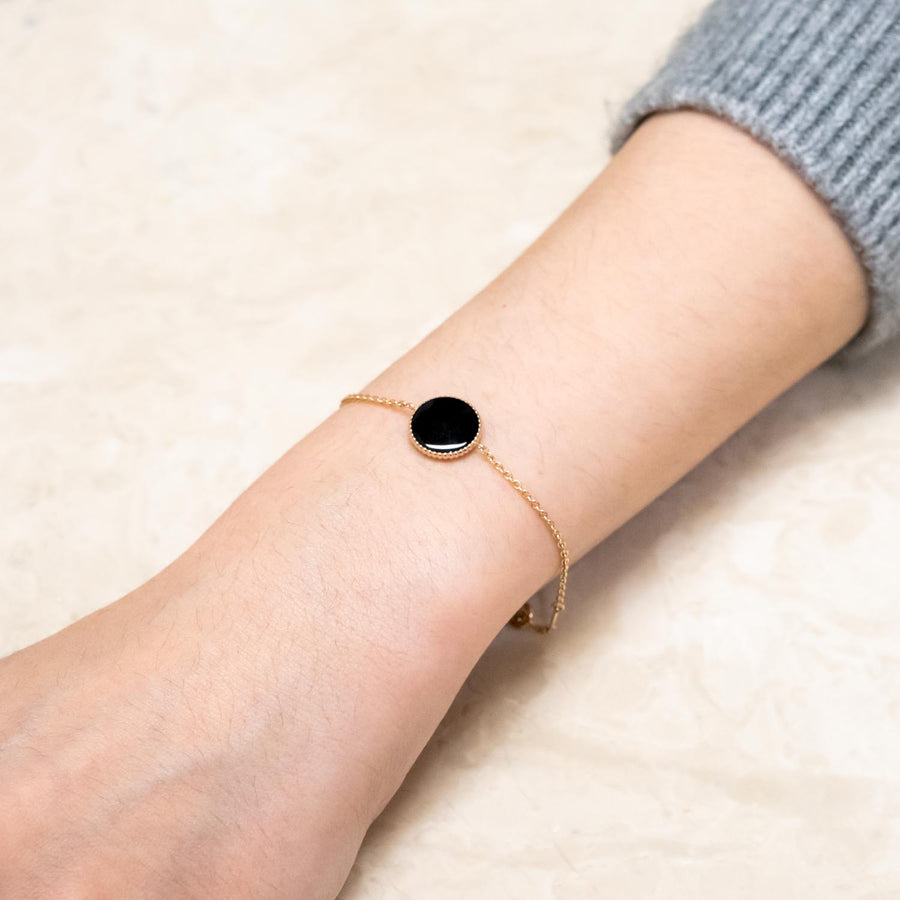 สร้อยข้อมือ Dior Rose Des Vents Bracelet with Onxy 18K Rose Gold Size 14.5-17cm.# (Used) #vrdibimt 7494
