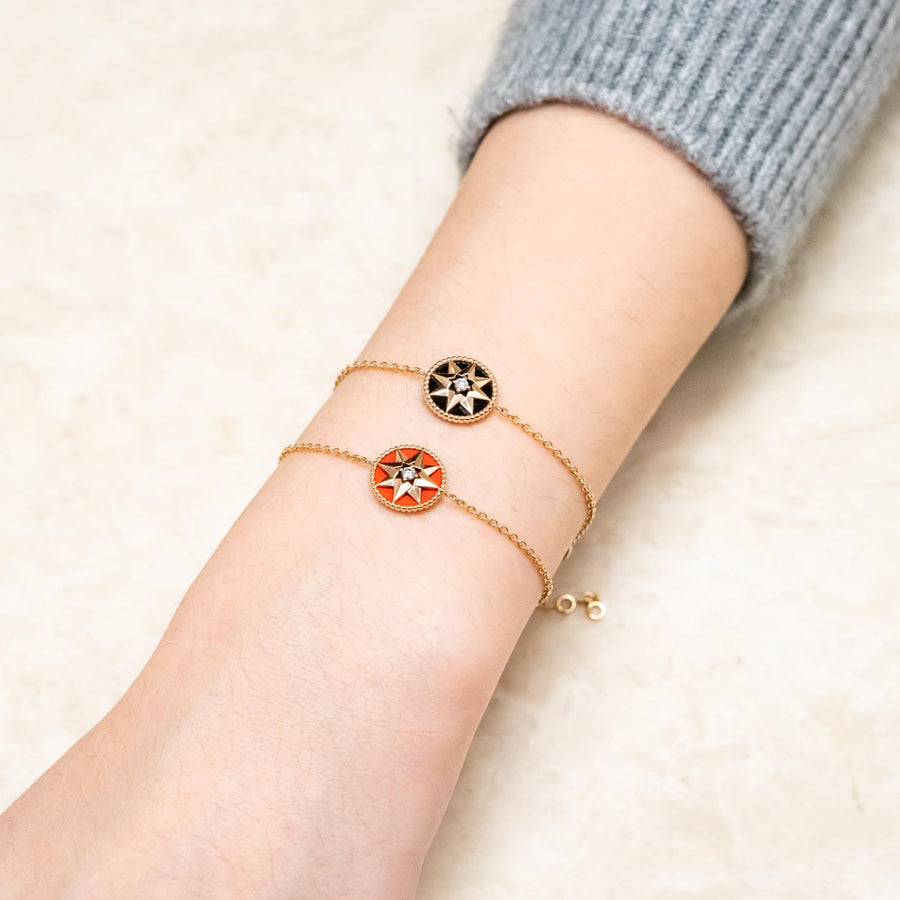 สร้อยข้อมือ Dior Rose Des Vents Bracelet with Red Ceramic 18K Rose Gold Size 14.5-17cm.# (Used) #vrdibimt 7495