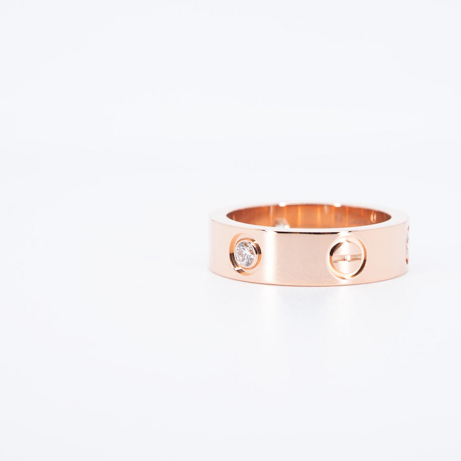 แหวน Cartier Love 3Diamonds Ring 18K Rose Gold Size 53# (Used) #vrcarimt 7499