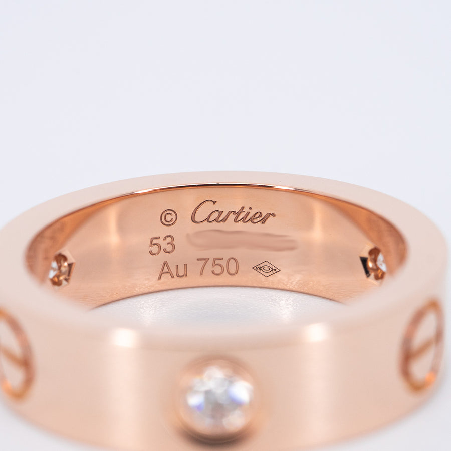 แหวน Cartier Love 3Diamonds Ring 18K Rose Gold Size 53# (Used) #vrcarimt 7499
