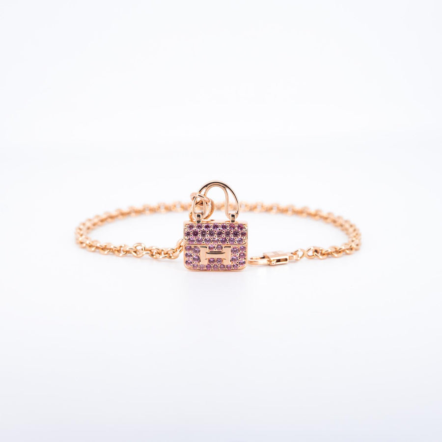 สร้อยข้อมือ Hermes Amulettes Constance bracelet 18K Rose Gold Size 16cm.# (Used) #vrhebimtHIT 7493
