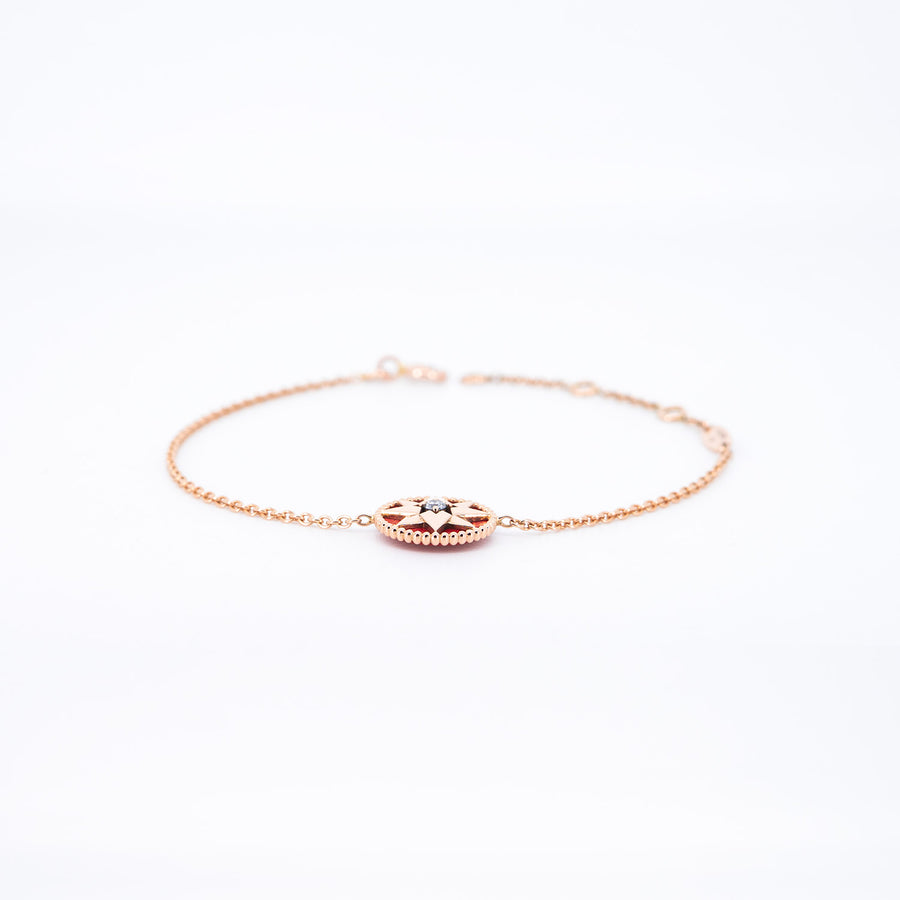 สร้อยข้อมือ Dior Rose Des Vents Bracelet with Red Ceramic 18K Rose Gold Size 14.5-17cm.# (Used) #vrdibimt 7495