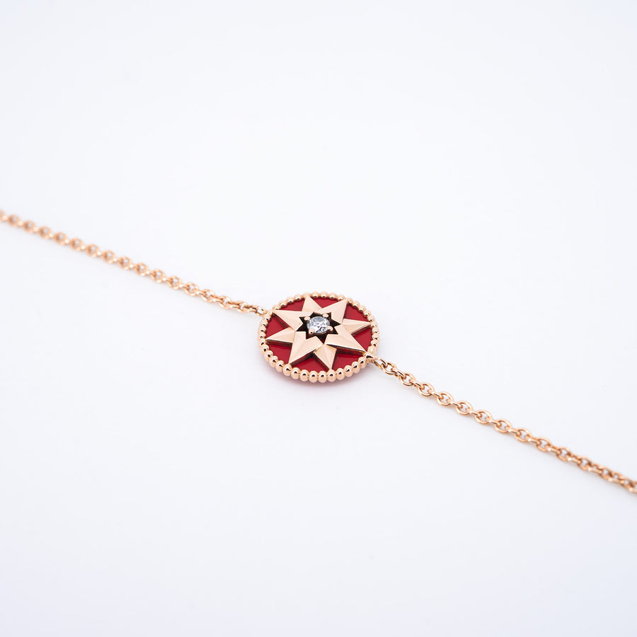 สร้อยข้อมือ Dior Rose Des Vents Bracelet with Red Ceramic 18K Rose Gold Size 14.5-17cm.# (Used) #vrdibimt 7495