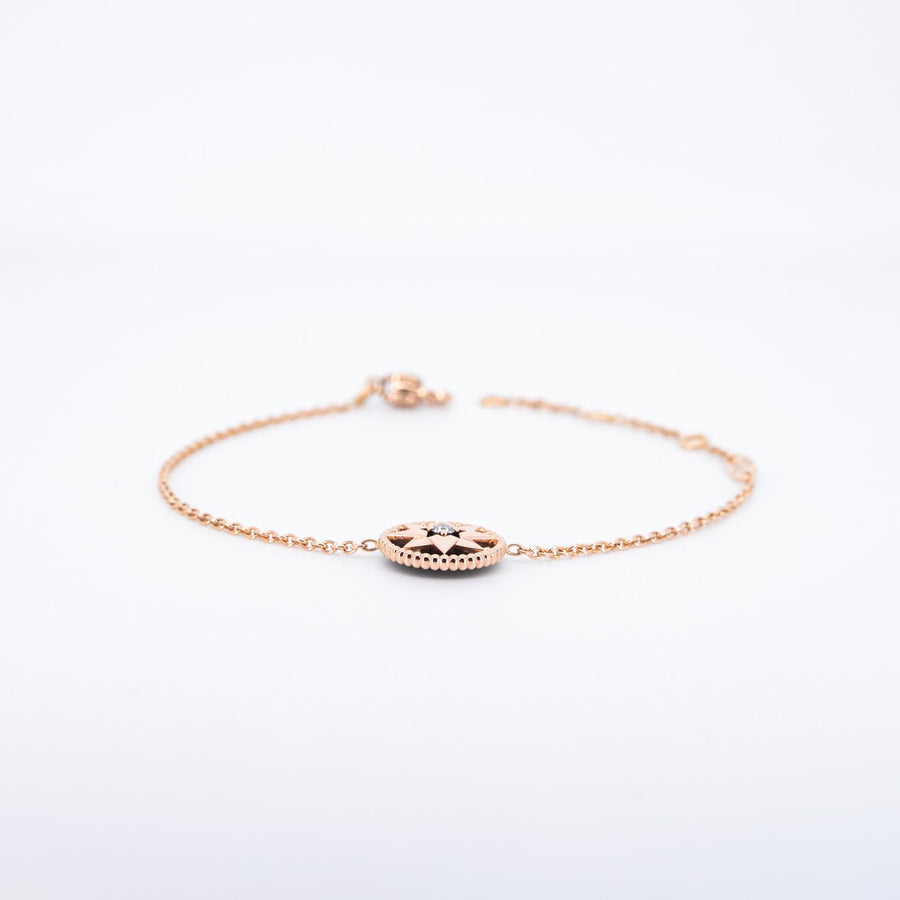 สร้อยข้อมือ Dior Rose Des Vents Bracelet with Onxy 18K Rose Gold Size 14.5-17cm.# (Used) #vrdibimt 7494