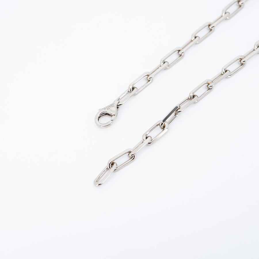 **Hold**สร้อยคอ Cartier Santos de Cartier necklace, chain, small model 18K White Gold Size 55.5cm.# (Used) #vrcanlimt 7505