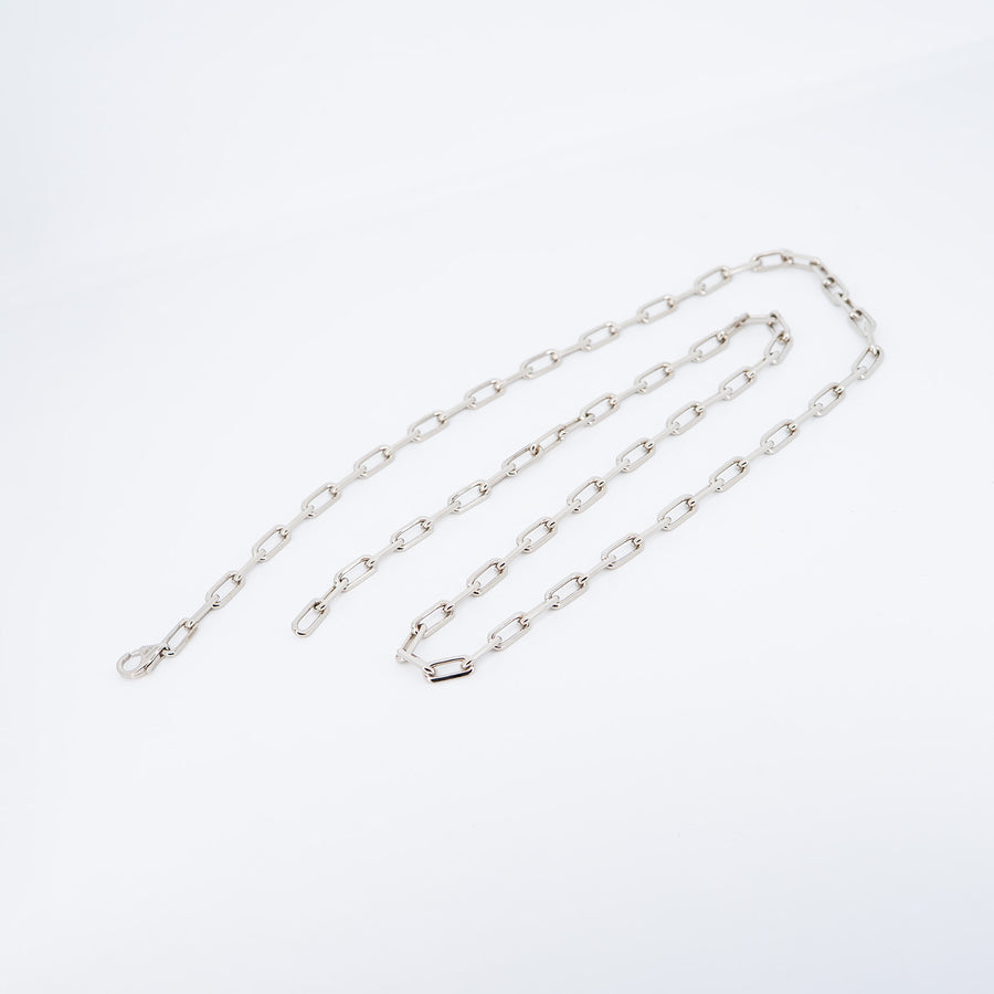 **Hold**สร้อยคอ Cartier Santos de Cartier necklace, chain, small model 18K White Gold Size 55.5cm.# (Used) #vrcanlimt 7505