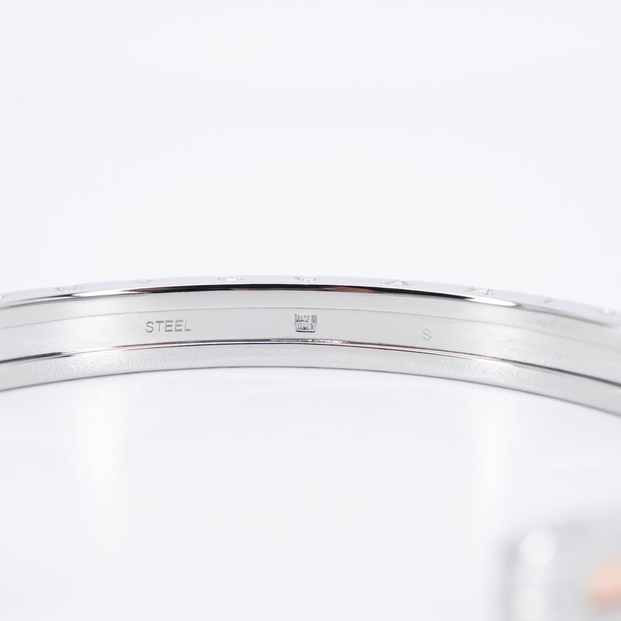 กำไลข้อมือ Bvlgari B.zero1 Cuff Bracelet in Stainless steel and Rose Gold Size S# (Used) #vrbvb 7500