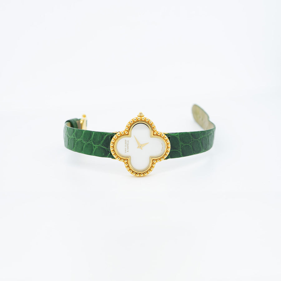 **hold k.aom**นาฬิกา Van Cleef & Arpels Alhambra Watch, Small Model, Mother-of-peal 18K Yellow Gold Size 26x26mm.# (Used) #vrvaw 7481
