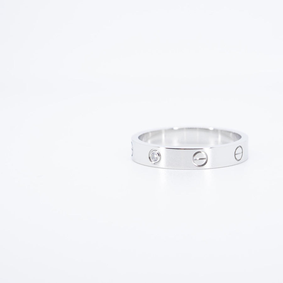 แหวน Cartier Love Ring Small Model 1Diamond 18K White Gold Size 62# (Used) #vrcarimt 7506