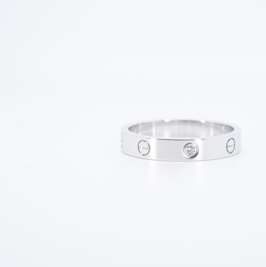 แหวน Cartier Love Ring Small Model 1Diamond 18K White Gold Size 62# (Used) #vrcarimt 7506