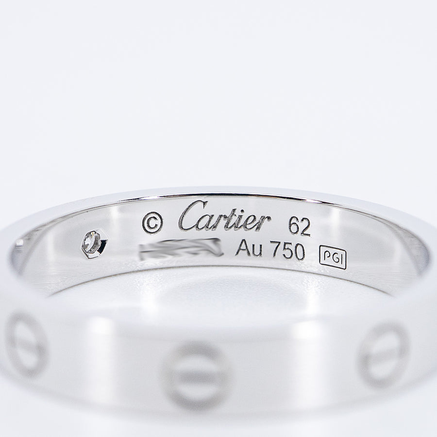 แหวน Cartier Love Ring Small Model 1Diamond 18K White Gold Size 62# (Used) #vrcarimt 7506