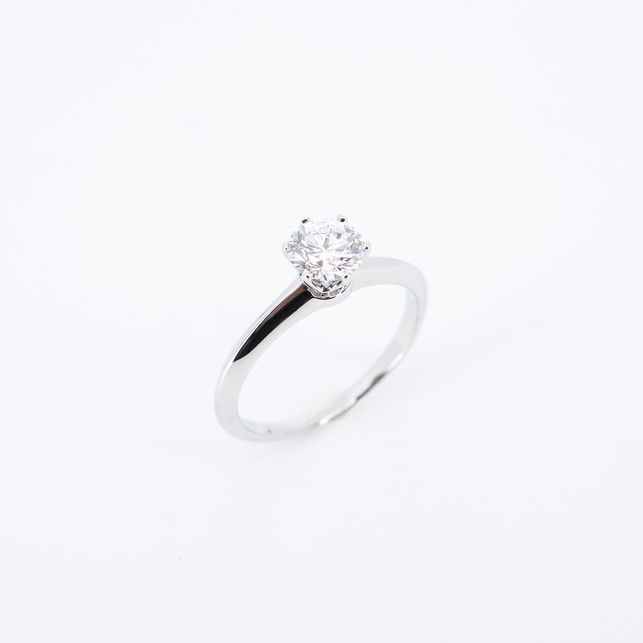 แหวน Tiffany &Co. The Tiffany Setting Solitaire Ring 0.76ct F VS1 (Resize) Platinum950 Size 52# (Used) #vrti 0990