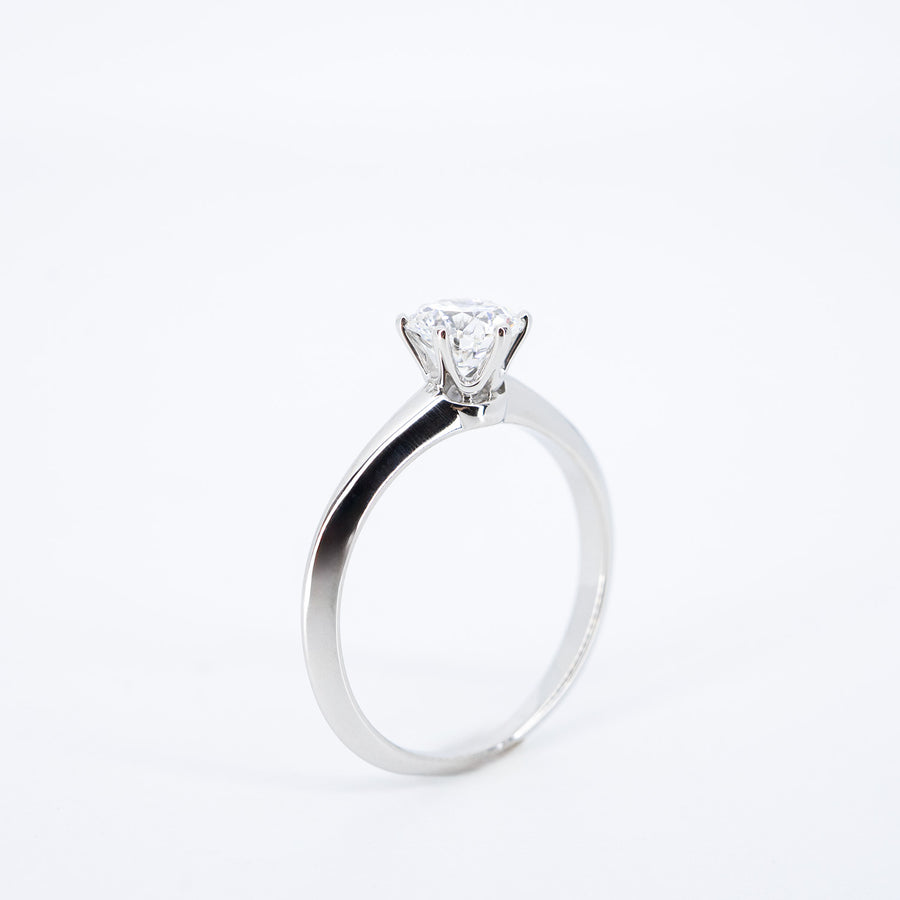 แหวน Tiffany &Co. The Tiffany Setting Solitaire Ring 0.76ct F VS1 (Resize) Platinum950 Size 52# (Used) #vrti 0990