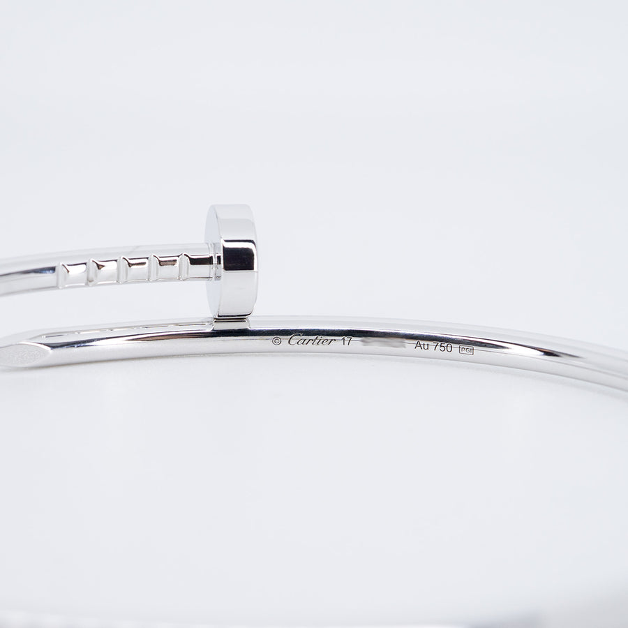 กำไลข้อมือ Cartier Juste Un Clou Bracelet, Small Model 18K White Gold Size 17# (Used) #vrcab 7511