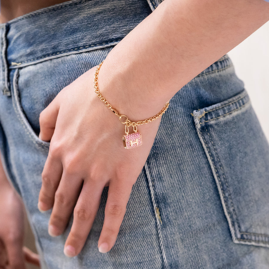 สร้อยข้อมือ Hermes Amulettes Constance bracelet 18K Rose Gold Size 16cm.# (Used) #vrhebimtHIT 7493