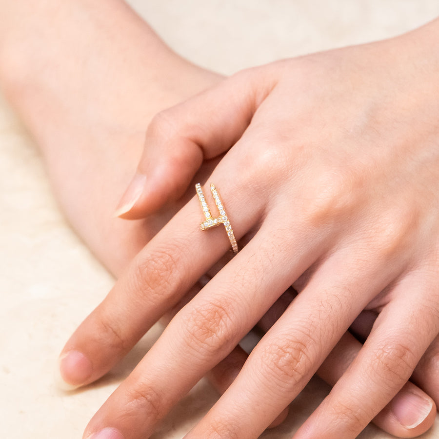 แหวน Cartier Juste un Clou ring, small model, diamonds 18K Yellow Gold Size 53# (Used) #vrcarimt 7487