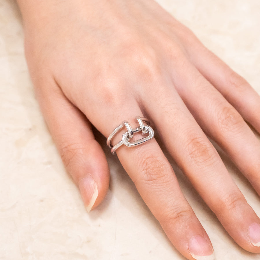 แหวน Tiffany & Co. Tiffany HardWear Two-raw Ring Silver925 Size 51# (Used) #vrtirimt 7417