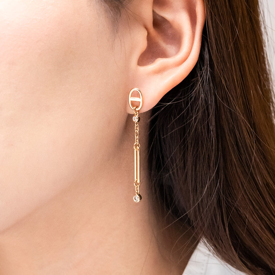 ต่างหู Hermes Chaine d'ancre Chaos earrings 18K Rose Gold (Used) #vrhe 0953