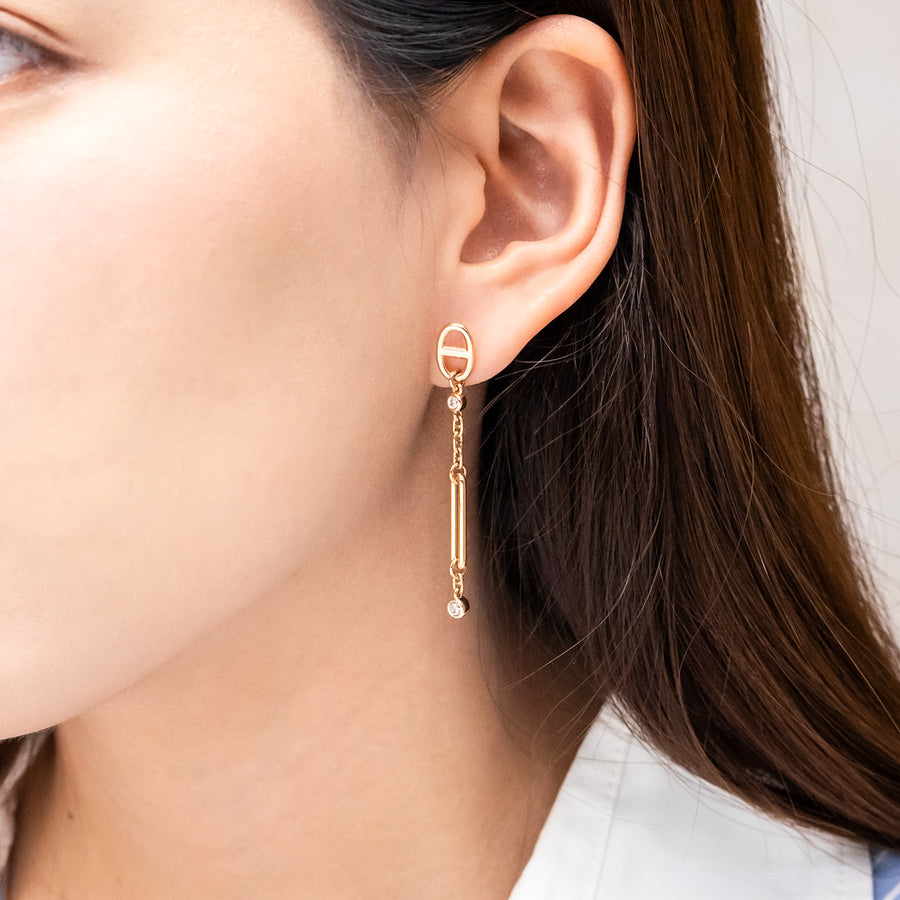 ต่างหู Hermes Chaine d'ancre Chaos earrings 18K Rose Gold (Used) #vrhe 0953