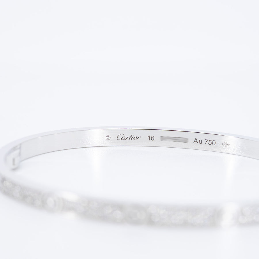 กำไล Cartier Love bracelet, small model, paved Diamond 18K White Gold Size 16# (Used) #vrcabHIT 7532