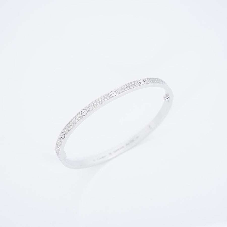 กำไล Cartier Love bracelet, small model, paved Diamond 18K White Gold Size 16# (Used) #vrcabHIT 7532