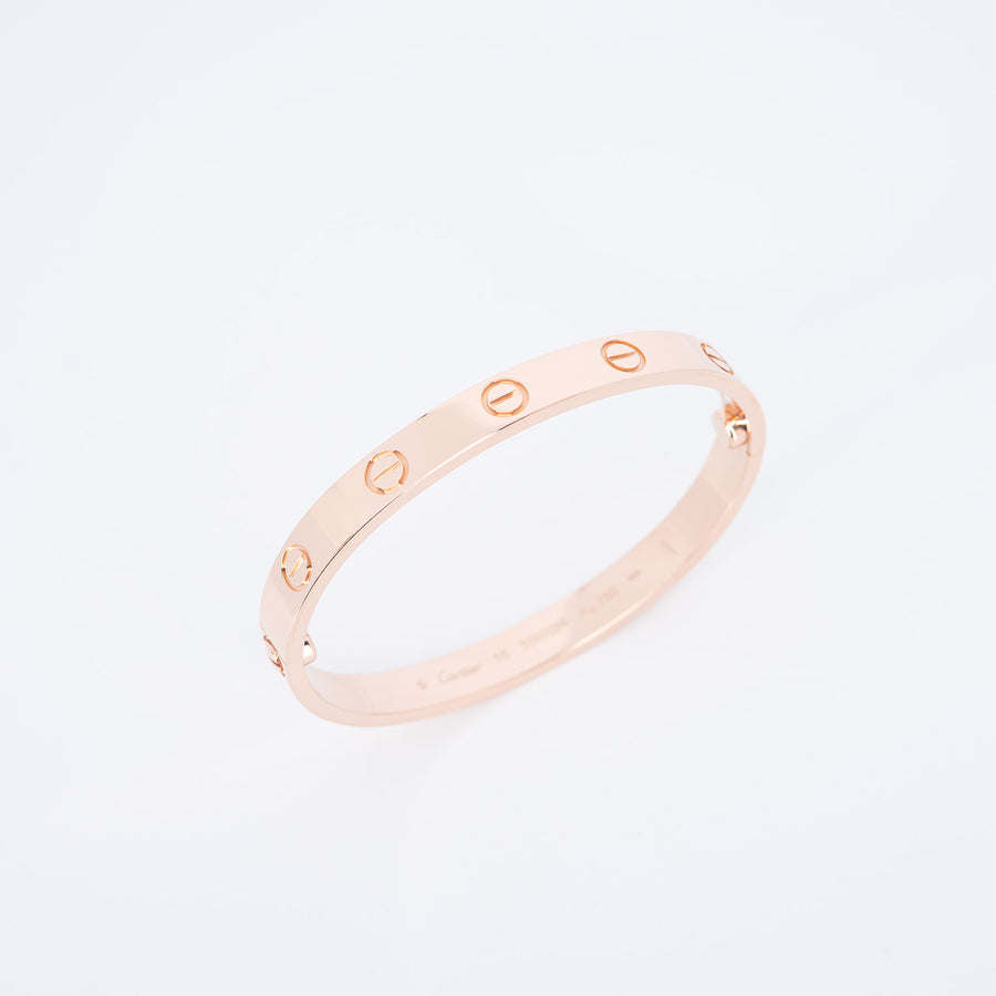 **Hold**กำไลข้อมือ Cartier Love Bracelet 18K Rose Gold Size 15# (Used) #vrcab 7519