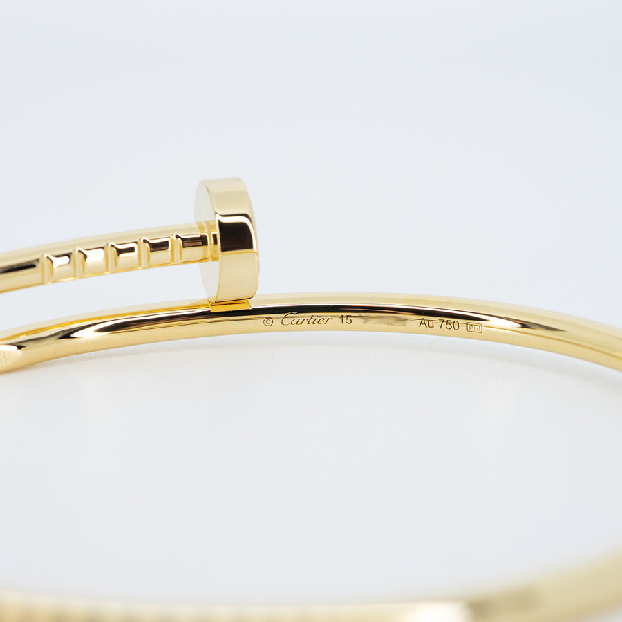 กำไลข้อมือ Cartier Juste Un Clou Bracelet, small model 18K Yellow Gold Size 15# (Used) #vrcab 7516