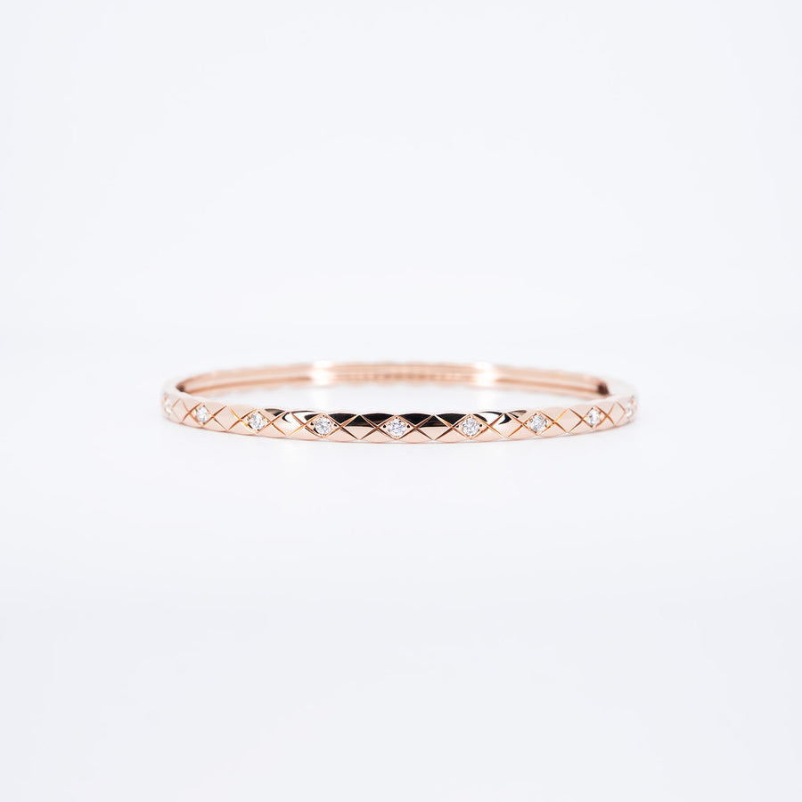 กำไลข้อมือ Chanel Coco Crush Bracelet with diamonds, Mini model Beige Gold Size M# (Used) #vrch 0993