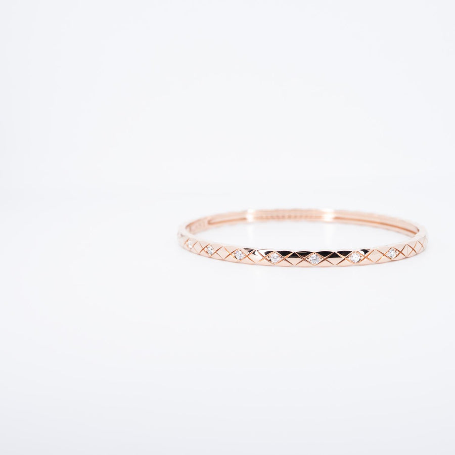 กำไลข้อมือ Chanel Coco Crush Bracelet with diamonds, Mini model Beige Gold Size M# (Used) #vrch 0993