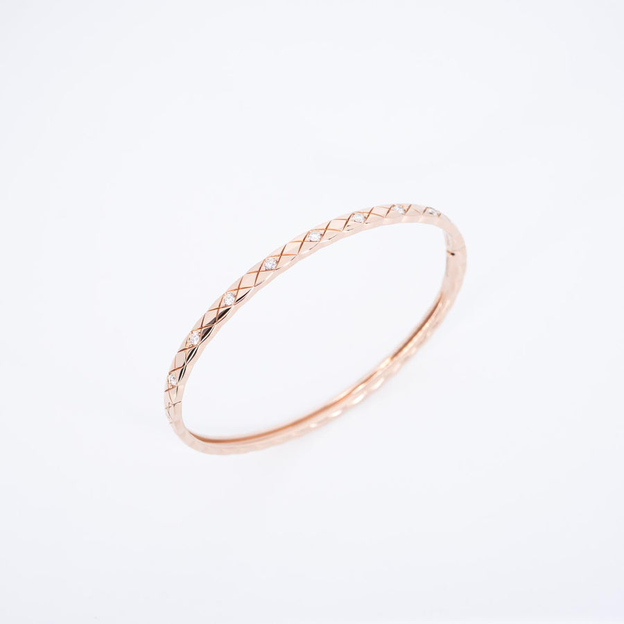 กำไลข้อมือ Chanel Coco Crush Bracelet with diamonds, Mini model Beige Gold Size M# (Used) #vrch 0993