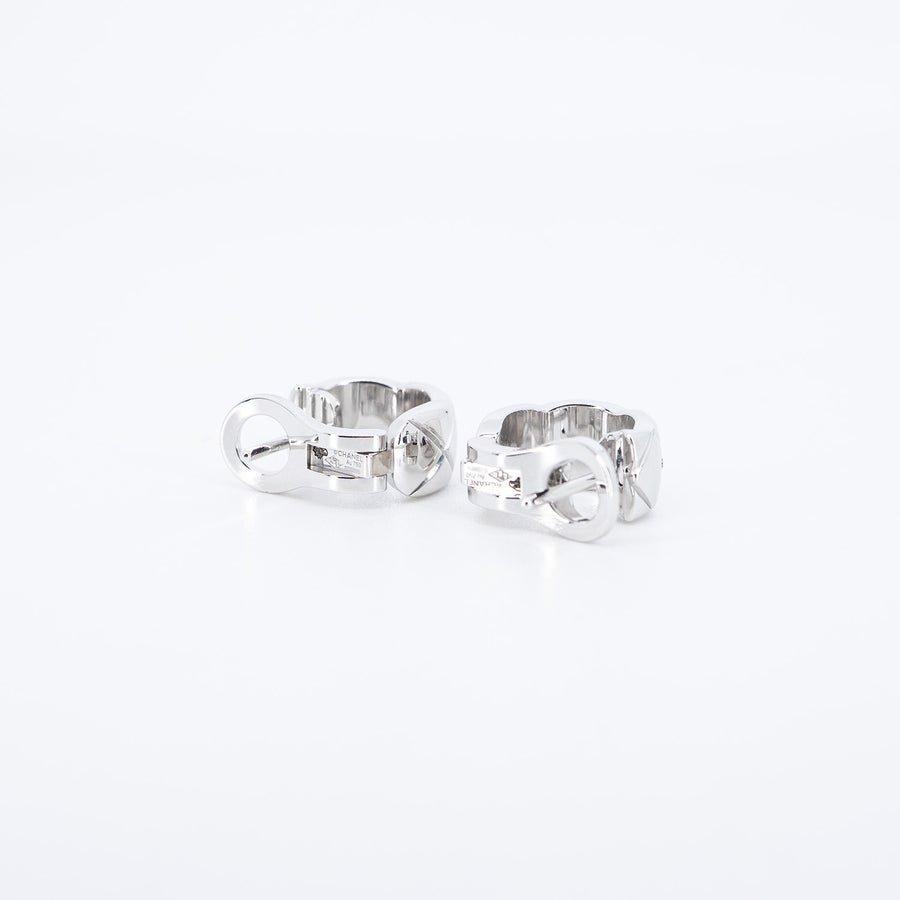 ต่างหู Chanel Coco Crush Earrings, Quilted motif, diamonds 18K White Gold (Used) #vrcheimt 7524