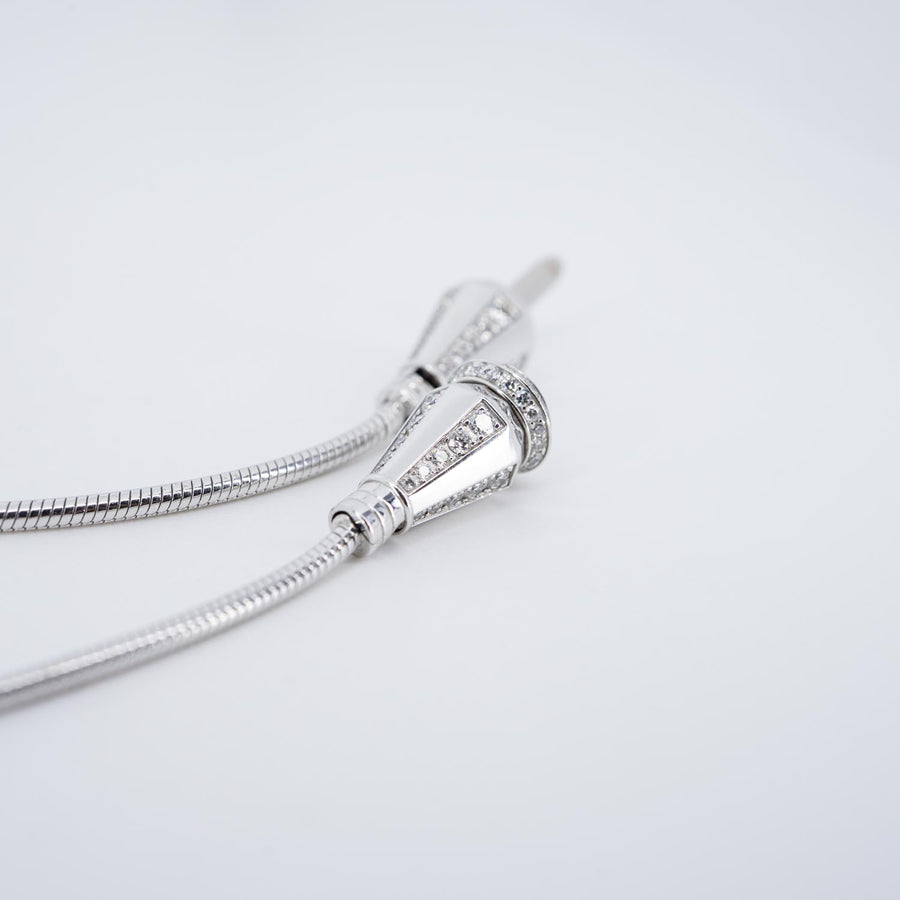 สร้อยข้อมือ/สร้อยคอ Boucheron Jack de Boucheron, triple wrap, Diamonds 18K White Gold Size 52cm.# (Used) #vrbonlHIT 7550